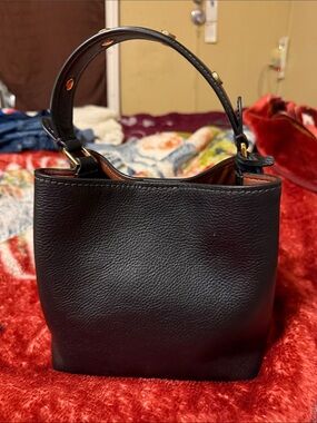 Fossil Black Pebble Leather Mini Top-Handle Bag